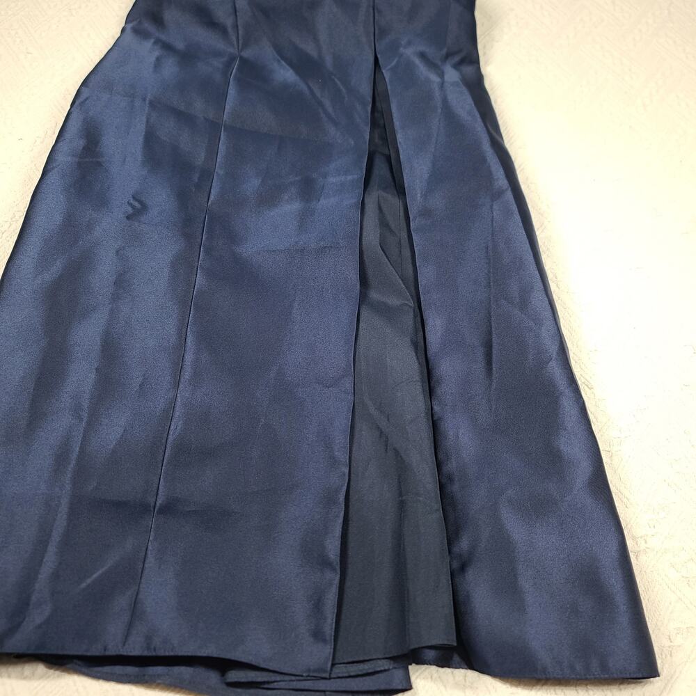 Alfred Sung D770 midnight navy sleeveless satin trumpet gown Size 18 black tie - Picture 13 of 16